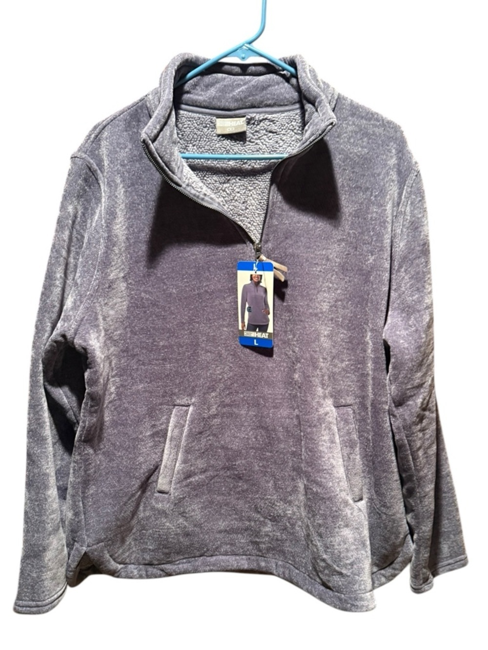 32 Degrees Heat Women's Mock Neck Fleece 1/4 Zip Pullover Sweater with Pockets.